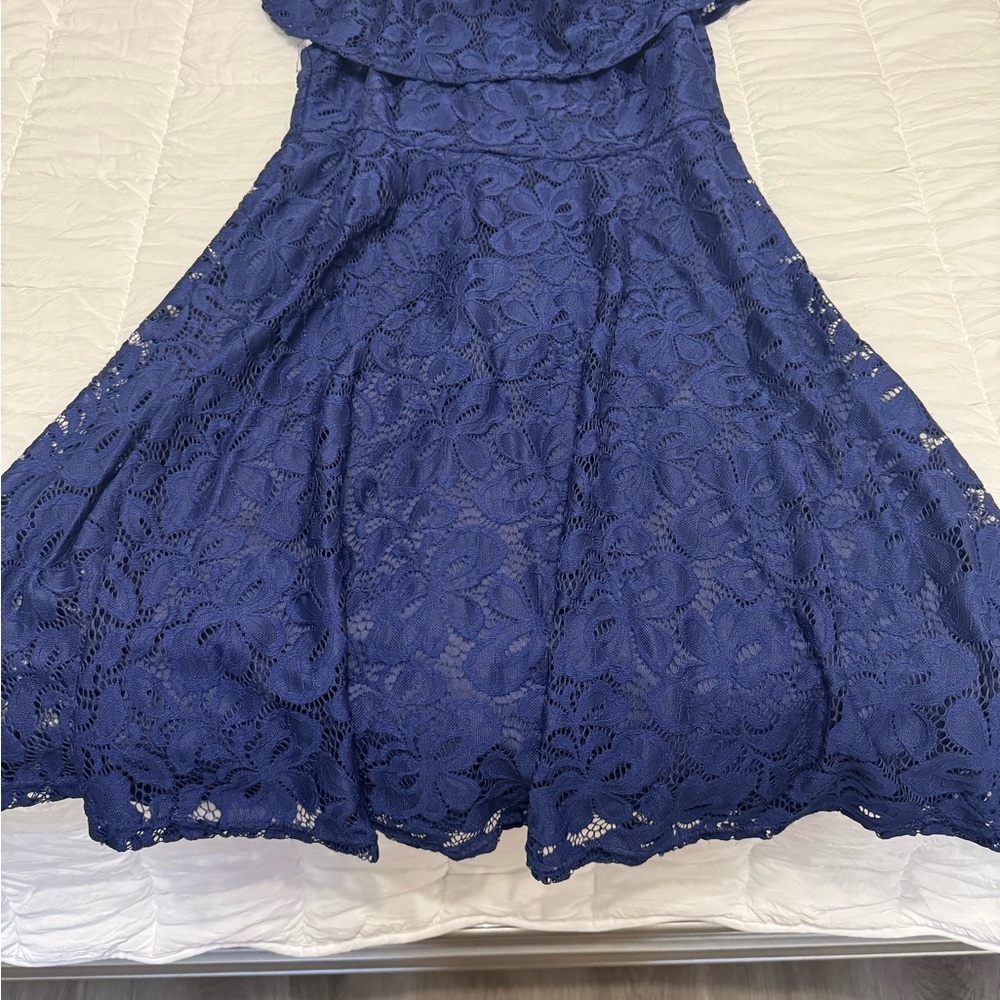 Elegant Blue Lace Dress